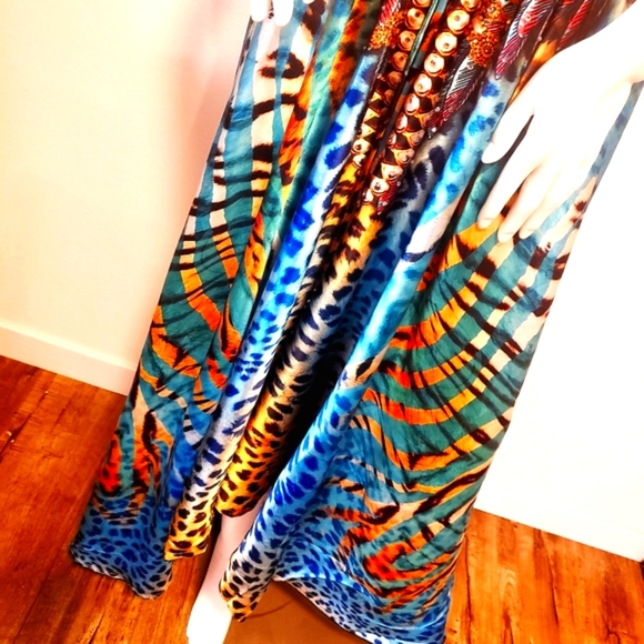 JSquad by MANISH VAID-Silky Poly Emb. Hi-Lo Flowy Dress-OS - Picture 7 of 10